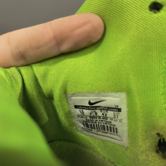 Vintage 2013 Nike Air Zoom Hyper Quickness Neon Green Dark Green rare Size 10 - Picture 8 of 8